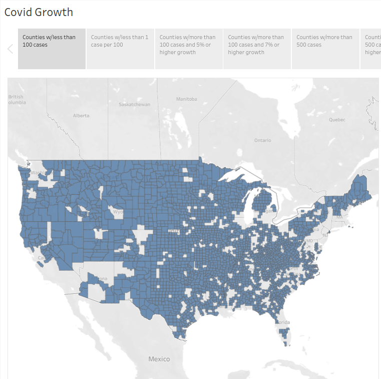 Absolute Coldspots - Counties with < 100 total cases